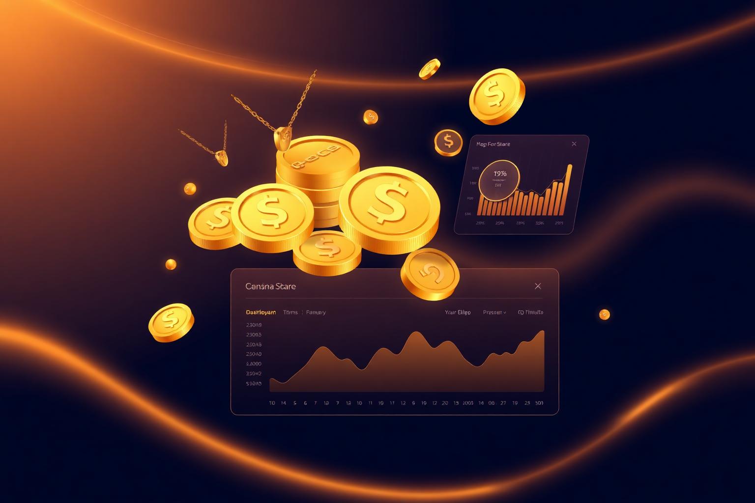FinApp pawn broking dashboard with gold coins and real-time analytics